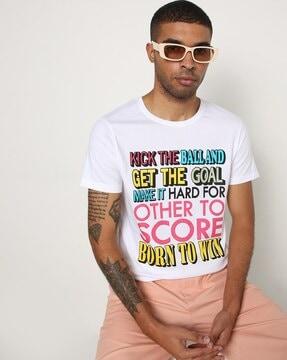 typographic print slim fit crew-neck t-shirt