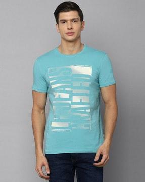typographic print slim fit crew-neck t-shirt