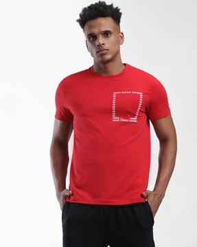 typographic print slim fit crew-neck t-shirt