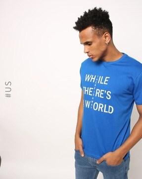 typographic print slim fit crew-neck t-shirt