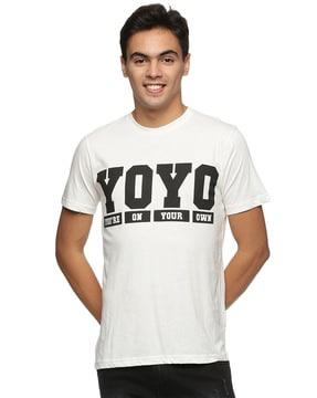 typographic print slim fit crew-neck t-shirt