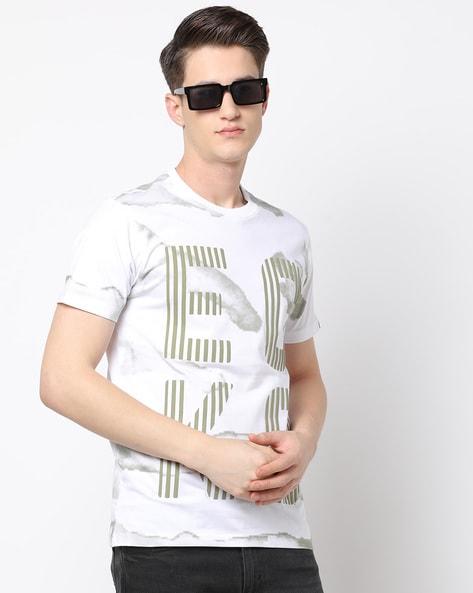 typographic print slim fit crew-neck t-shirt