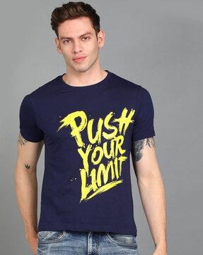 typographic print slim fit crew-neck t-shirt