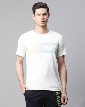 typographic print slim fit crew-neck t-shirt