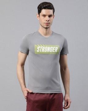 typographic print slim fit crew-neck t-shirt