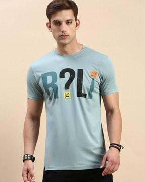 typographic print slim fit crew-neck t-shirt