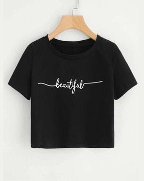 typographic print slim fit crew-neck t-shirt