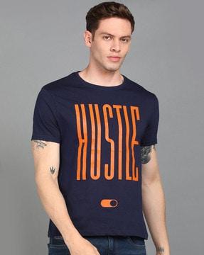 typographic print slim fit crew-neck t-shirt