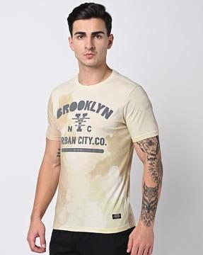 typographic print slim fit crew-neck t-shirt