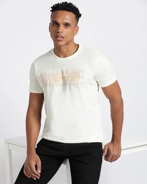 typographic print slim fit crew-neck t-shirt