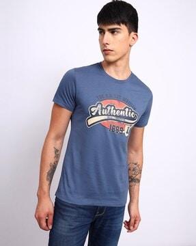 typographic print slim fit crew-neck t-shirt