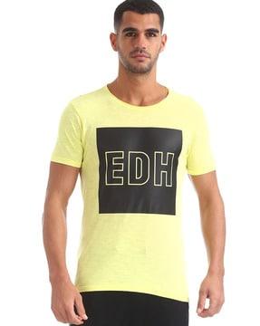 typographic print slim fit crew-neck t-shirt