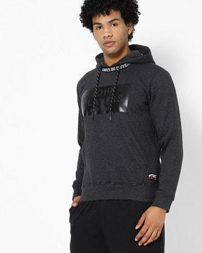 typographic print slim fit hoodie