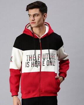 typographic print slim fit hoodie