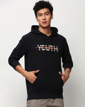 typographic print slim fit hoodie