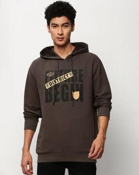 typographic print slim fit hoodie