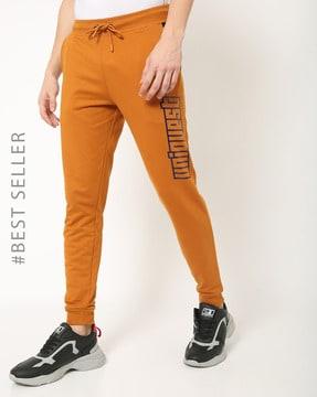 typographic print slim fit joggers with elasticated drawstring waist