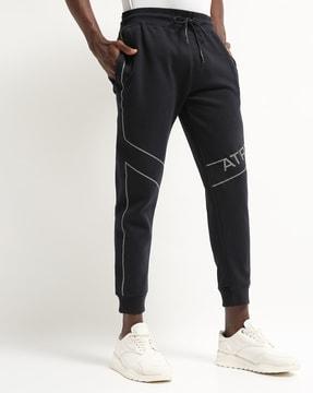 typographic print slim fit joggers with insert pockets