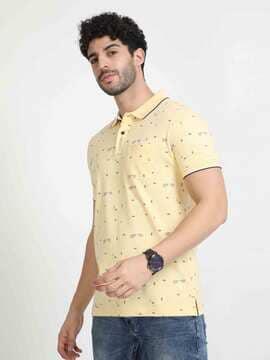 typographic print slim fit polo t-shirt with patch pocket