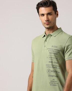 typographic print slim fit polo t-shirt