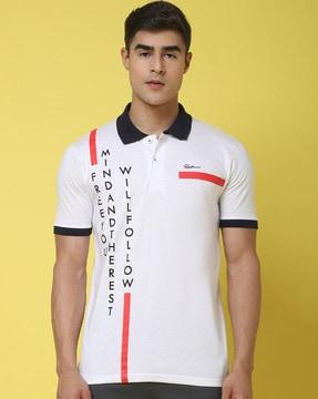 typographic print slim fit polo t-shirt