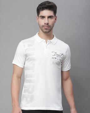 typographic print slim fit polo t-shirt