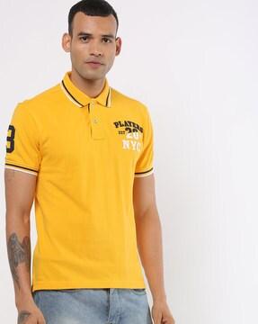 typographic print slim fit polo t-shirt