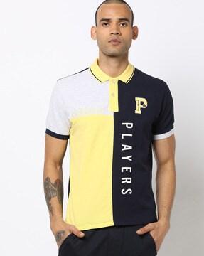 typographic print slim fit polo t-shirt