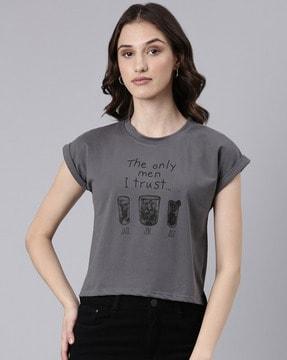 typographic print slim fit round-neck t-shirt