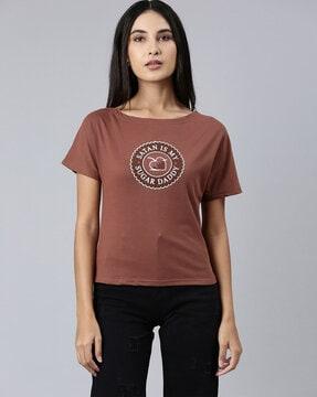 typographic print slim fit round-neck t-shirt