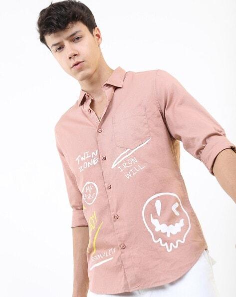 typographic print slim fit shirt