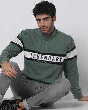 typographic print slim fit sweatshirt with slip pockets