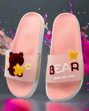 typographic print slip-on slides