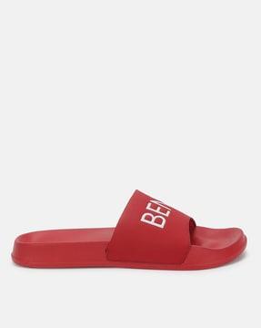 typographic print slip-on slides