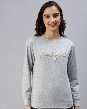 typographic print slip on sweatshirt