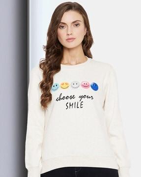 typographic print slip-on sweatshirt