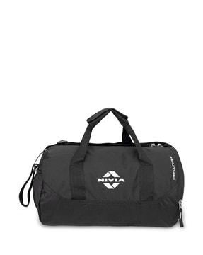 typographic print sports duffle bag