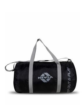 typographic print sports duffle bag