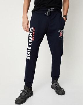 typographic print straight fit jogger pants