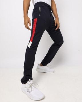 typographic print straight track pants