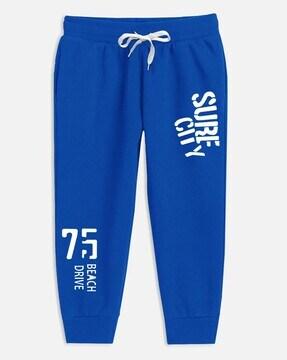 typographic print straight track pants