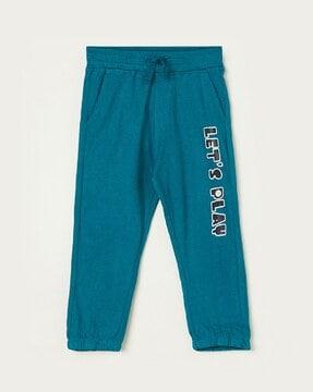 typographic print straight track pants