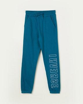 typographic print straight track pants