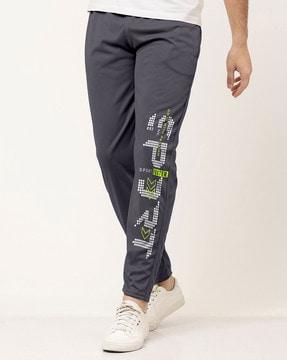 typographic print straight track pants