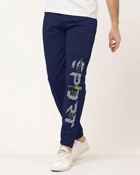 typographic print straight track pants