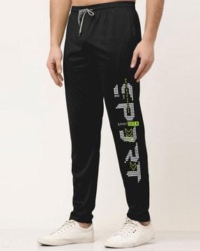 typographic print straight track pants