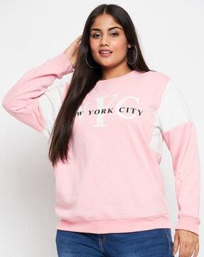 typographic print sweatshirt with elasticated hem