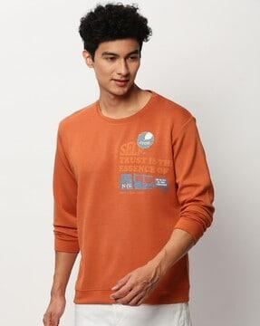 typographic print sweatshirt with full sleeves