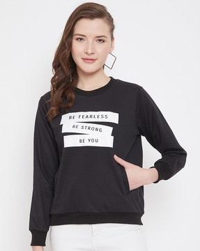 typographic print sweatshirt with insert pockets