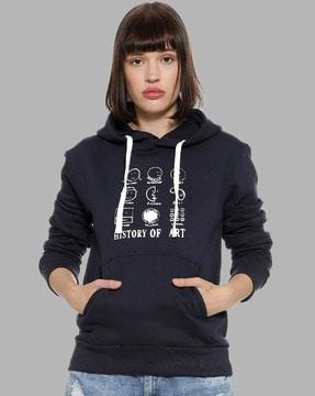 typographic print sweatshirt with kangaroo pockets